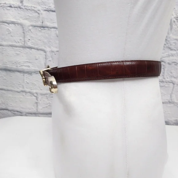 Vintage Brighton Brown Leather Embossed Belt - Picture 4 of 6